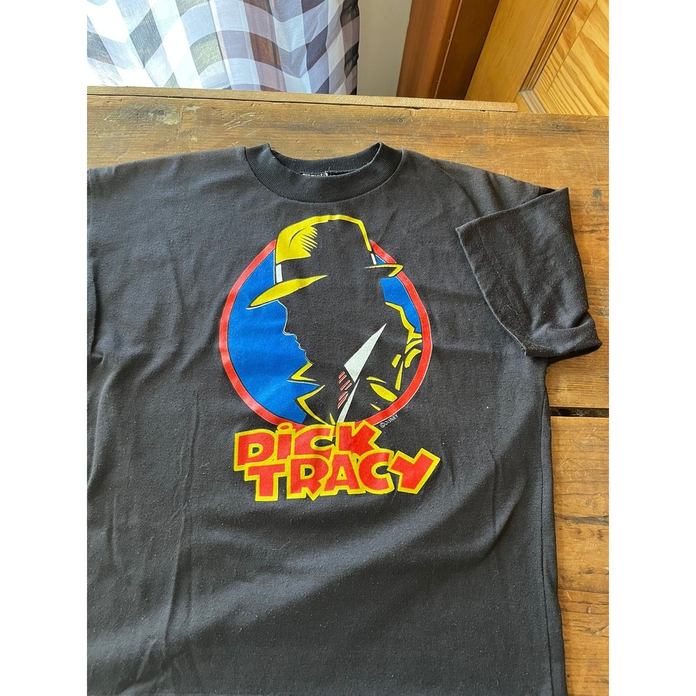 Vintage Dick‎ Tracy T-Shirt Kids  Black Single Stitch Dobbie 1990 Movie